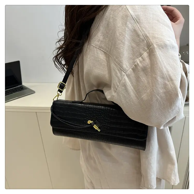 White Diagonal Lock Crossbody Bag for Women — feature 21