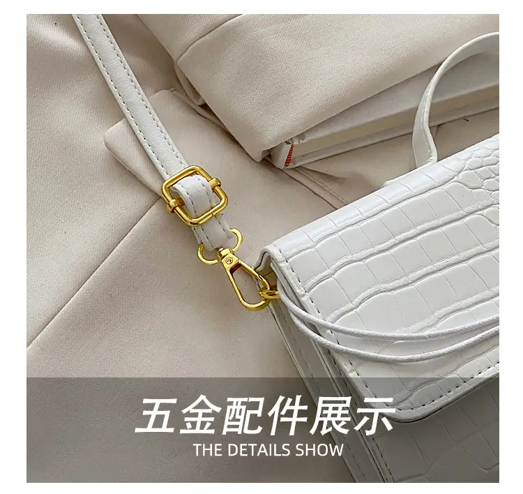 White Diagonal Lock Crossbody Bag for Women — feature 4