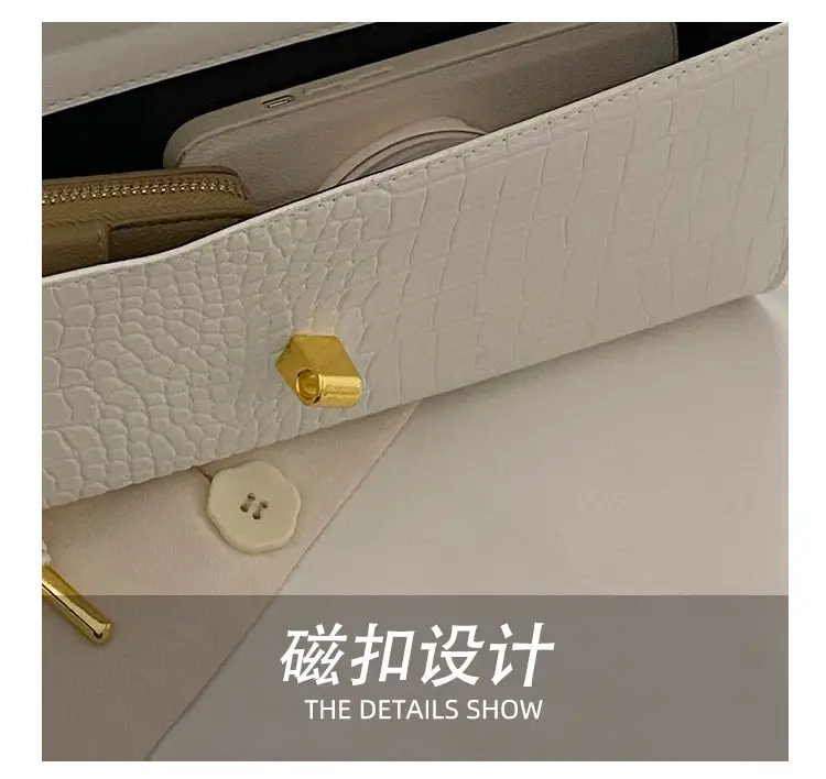 White Diagonal Lock Crossbody Bag for Women — feature 5