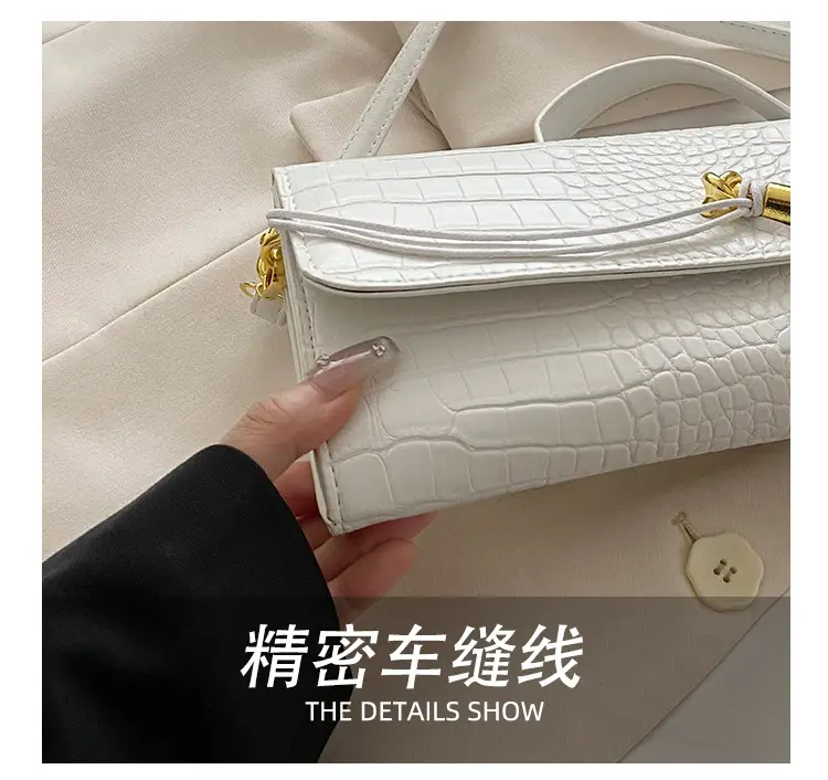White Diagonal Lock Crossbody Bag for Women — feature 6