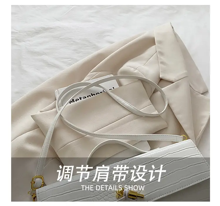 White Diagonal Lock Crossbody Bag for Women — feature 7