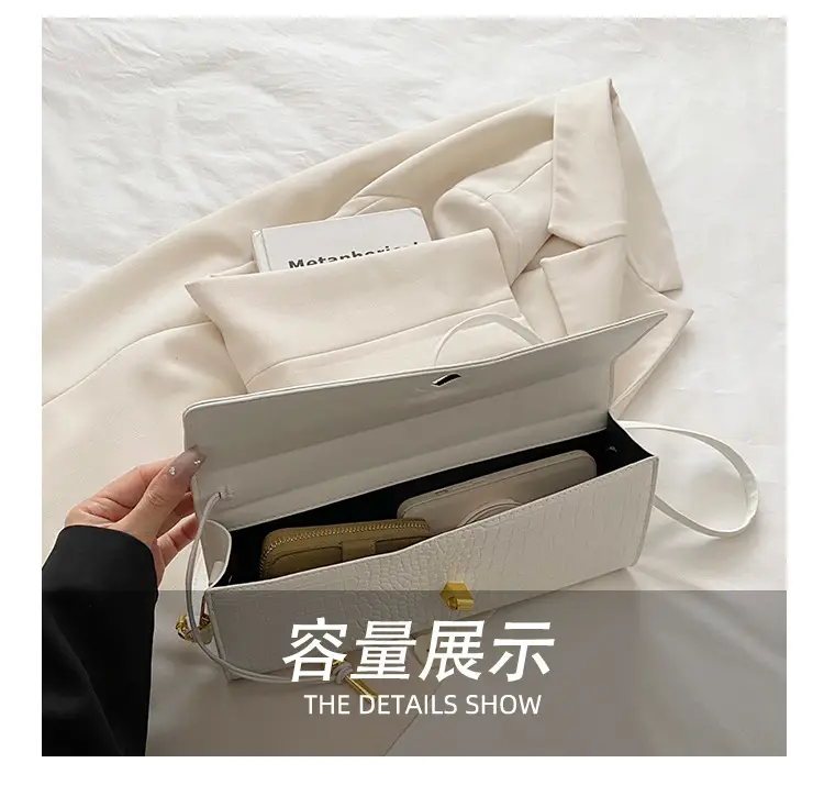 White Diagonal Lock Crossbody Bag for Women — feature 8