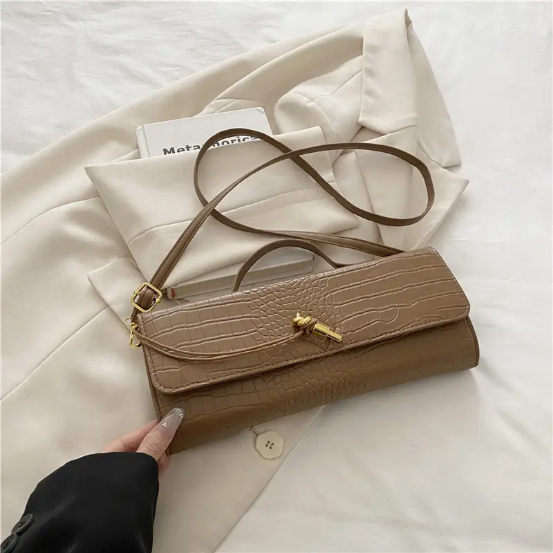 White Diagonal Lock Crossbody Bag for Women - Image 4