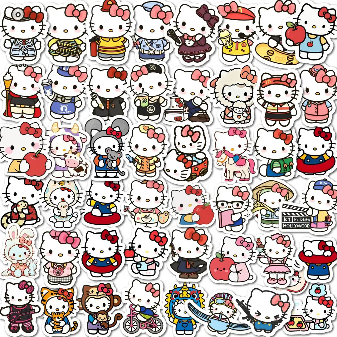 100 Pieces of Kitty Cat Original Hand-Painted Graffiti Stickers DIY Decorative Water Cup Tablet Handbook Waterproof Stickers - Image 3