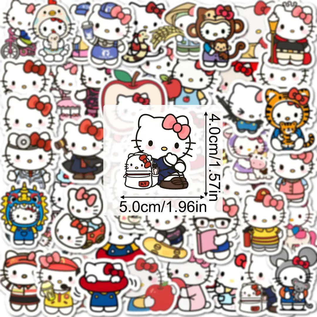 100 Pieces of Kitty Cat Original Hand-Painted Graffiti Stickers DIY Decorative Water Cup Tablet Handbook Waterproof Stickers - Image 5