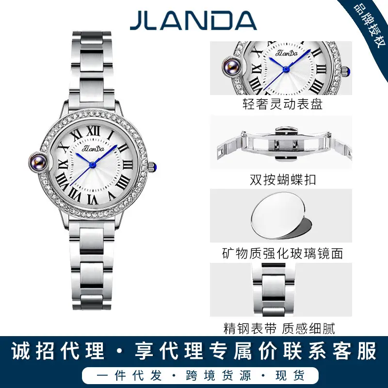 Women's Quartz Watch with Diamond Dial & Gold Bracelet - Image 2