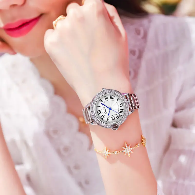 Women's Quartz Watch with Diamond Dial & Gold Bracelet - Image 4