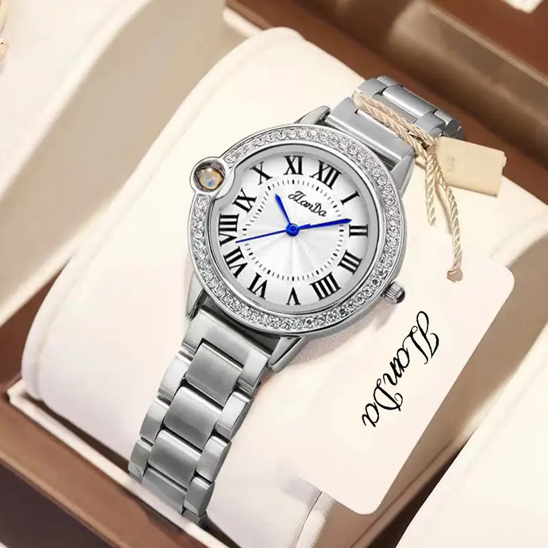 Women's Quartz Watch with Diamond Dial & Gold Bracelet - Image 5