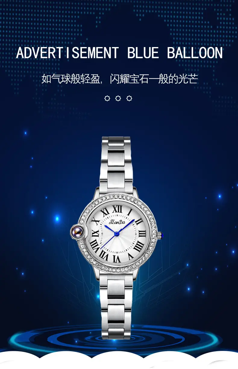 Women's Quartz Watch with Diamond Dial & Gold Bracelet — feature 5