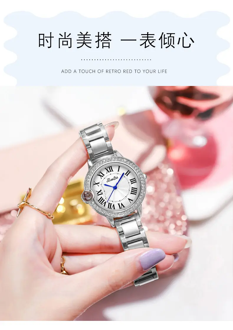 Women's Quartz Watch with Diamond Dial & Gold Bracelet — feature 8