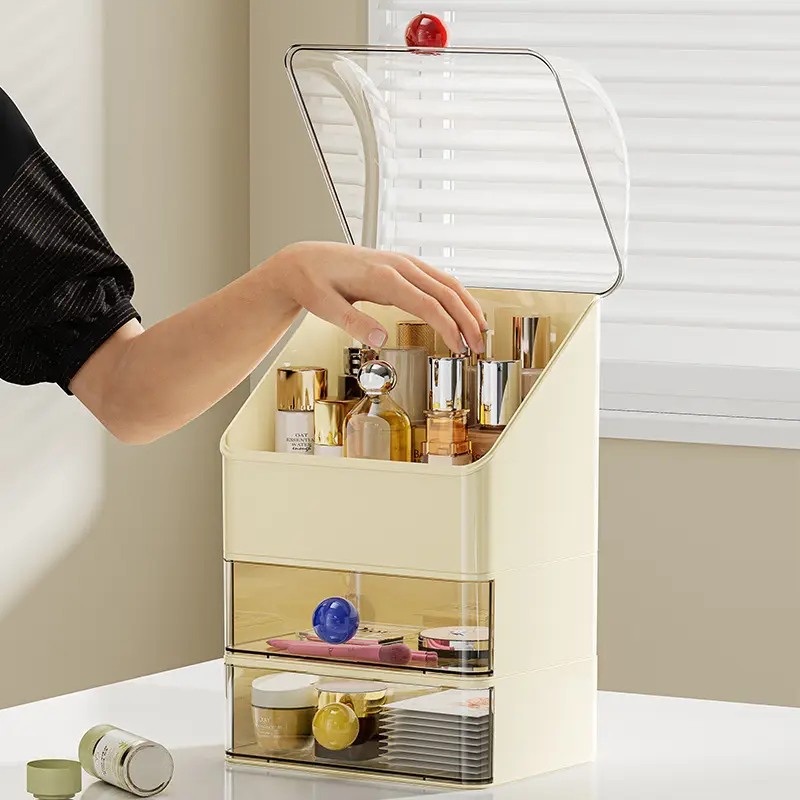 Large Capacity Makeup Storage Box with 3 Drawers