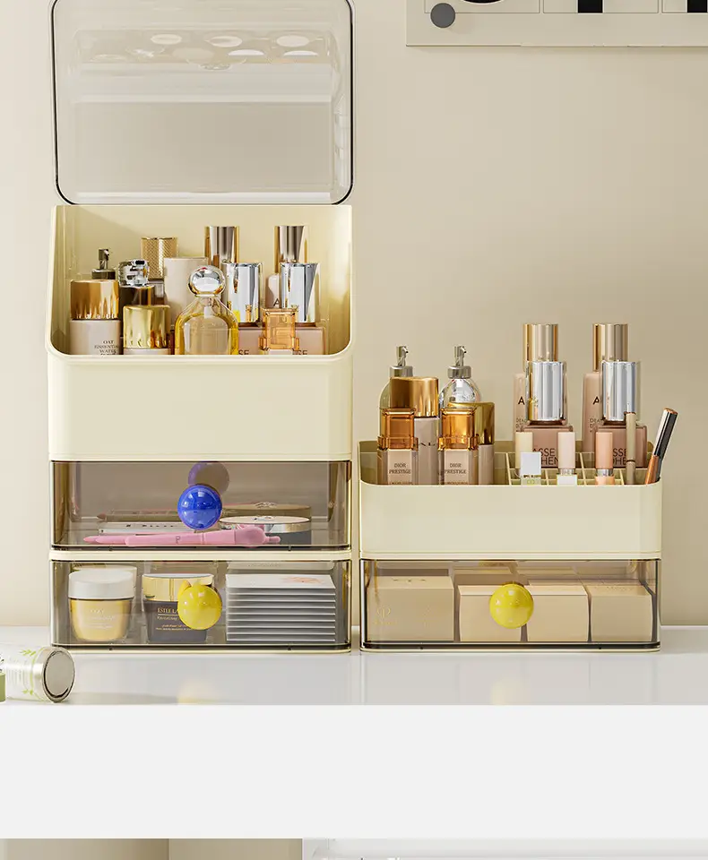 Large Capacity Makeup Storage Box with 3 Drawers — feature 3