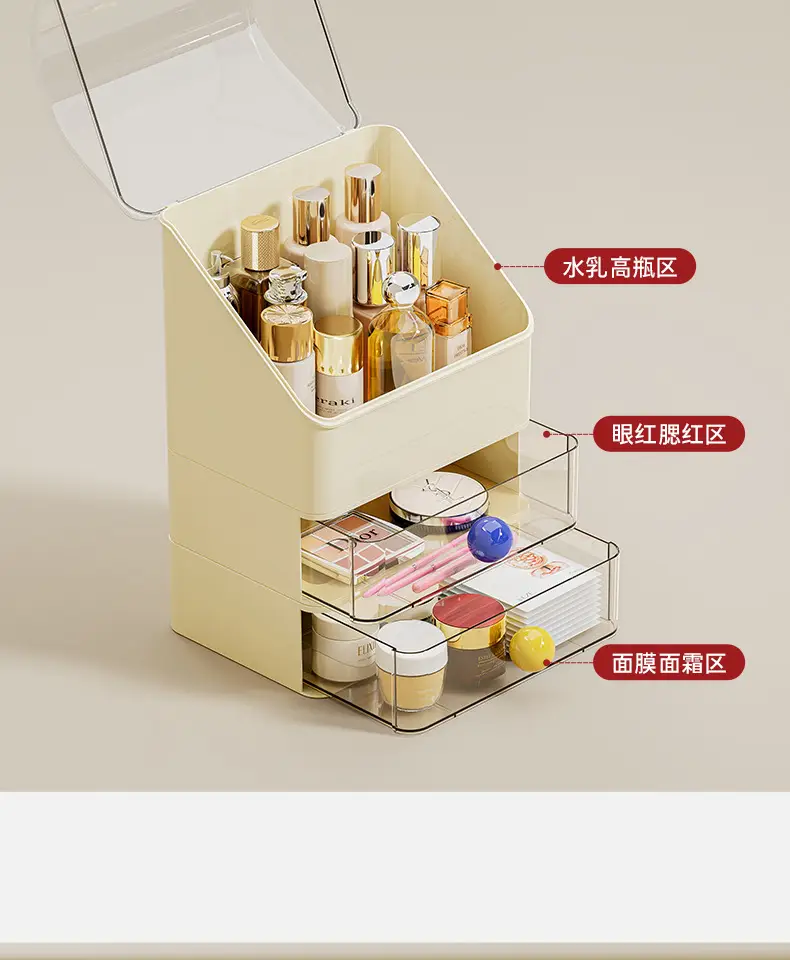 Large Capacity Makeup Storage Box with 3 Drawers — feature 6