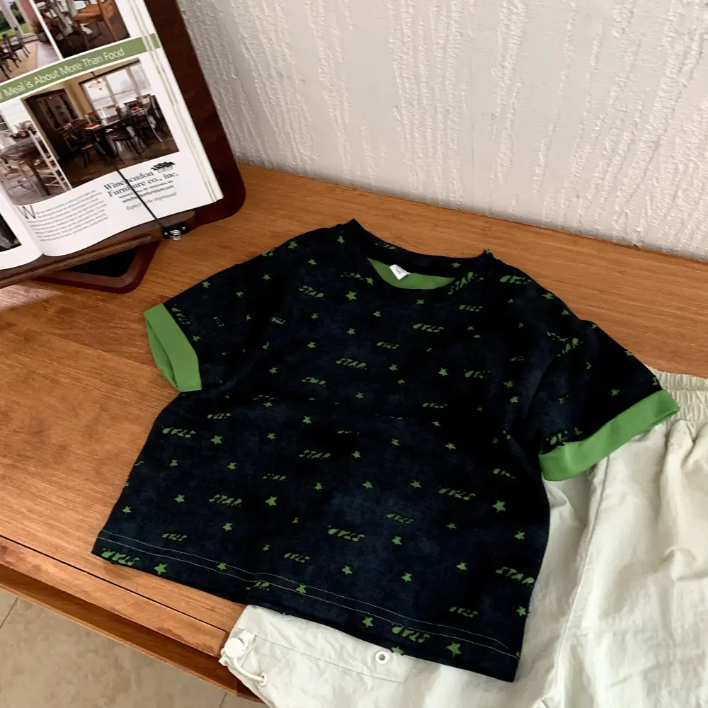 Boys T-Shirt Black Green Print Summer 2025 - Image 5