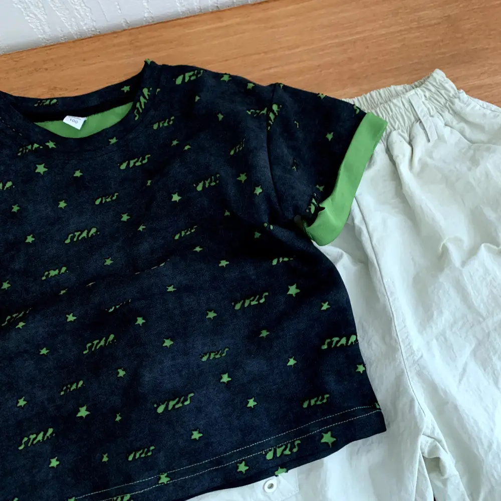 Boys T-Shirt Black Green Print Summer 2025 — feature 2
