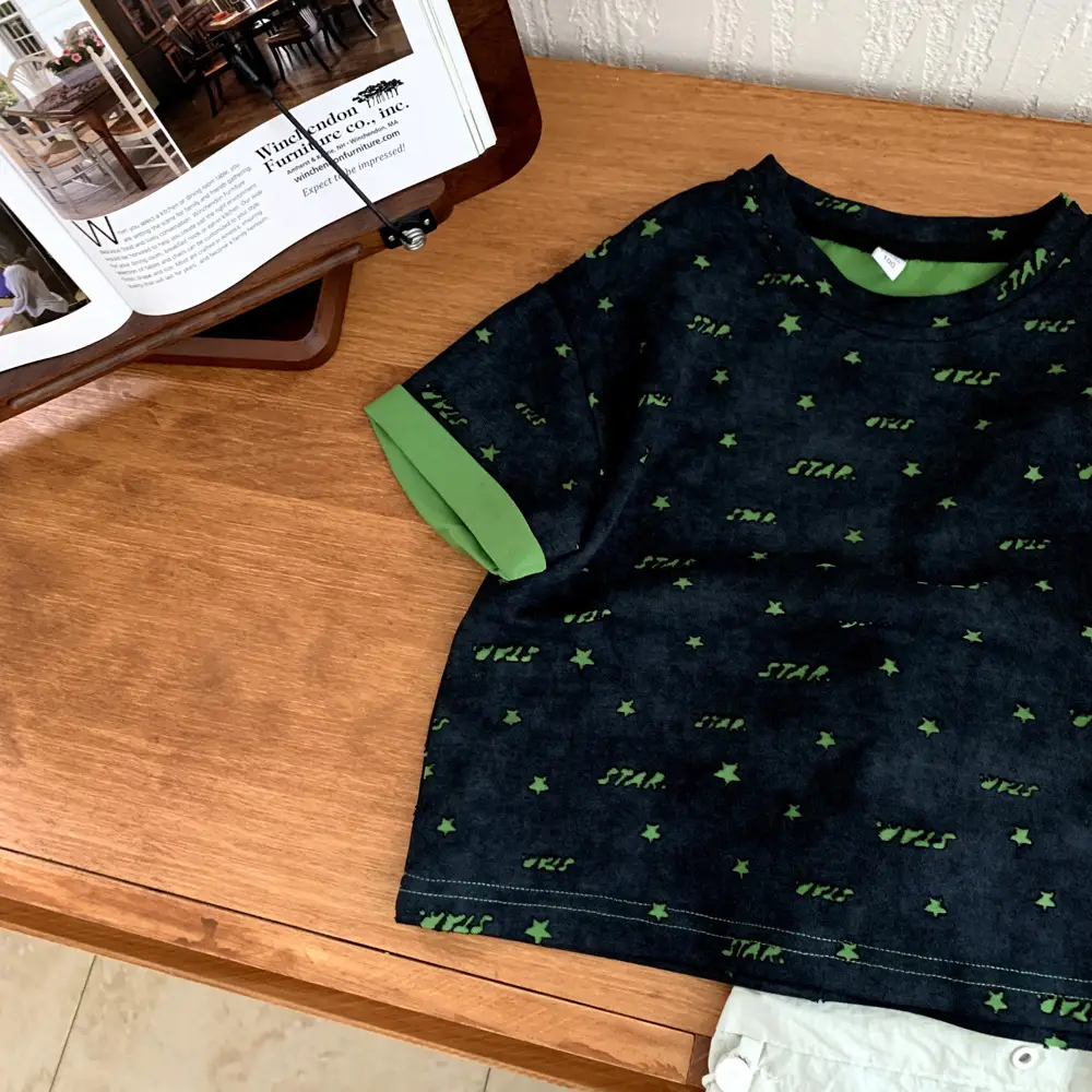 Boys T-Shirt Black Green Print Summer 2025 — feature 6