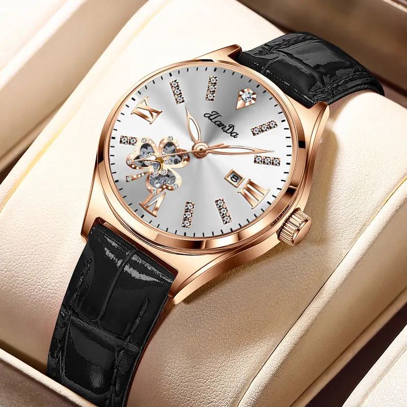 Jlanda Korean Style Women's Quartz Watch Gold Leather Band - Image 6