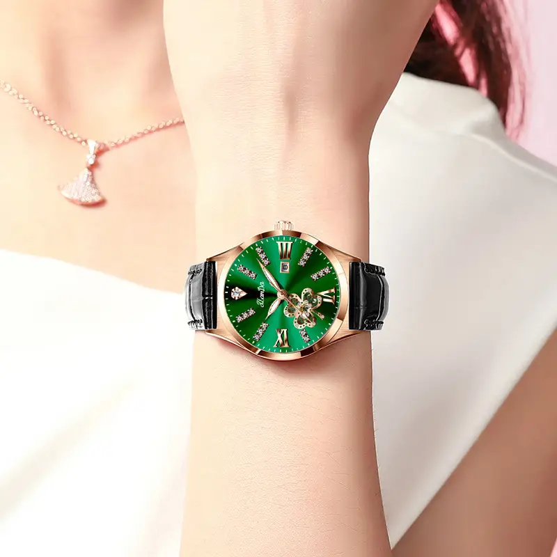 Jlanda Korean Style Women's Quartz Watch Gold Leather Band - Image 8