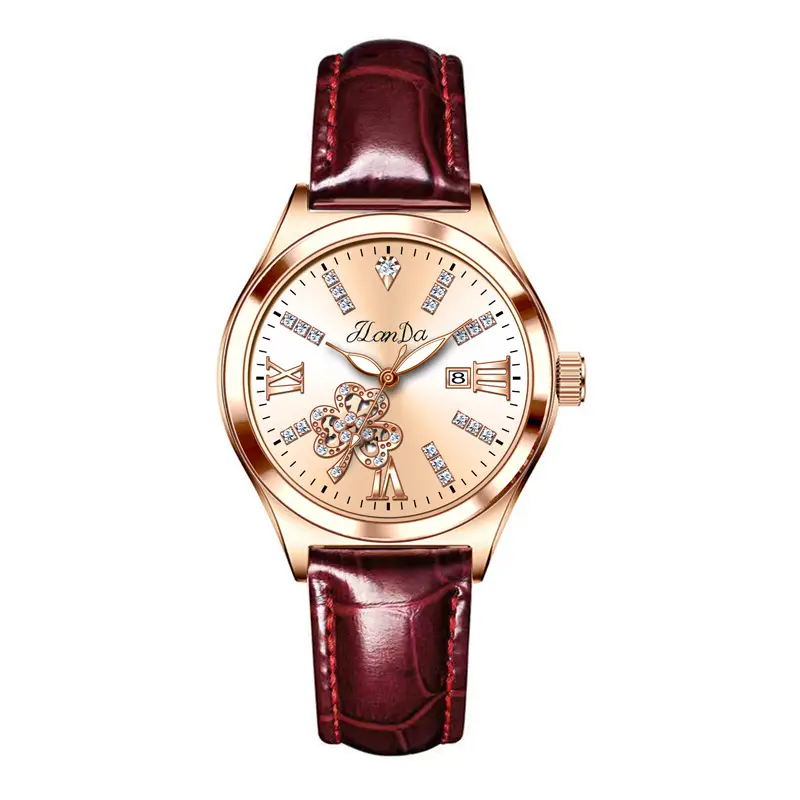 Jlanda Korean Style Women's Quartz Watch Gold Leather Band - Image 2