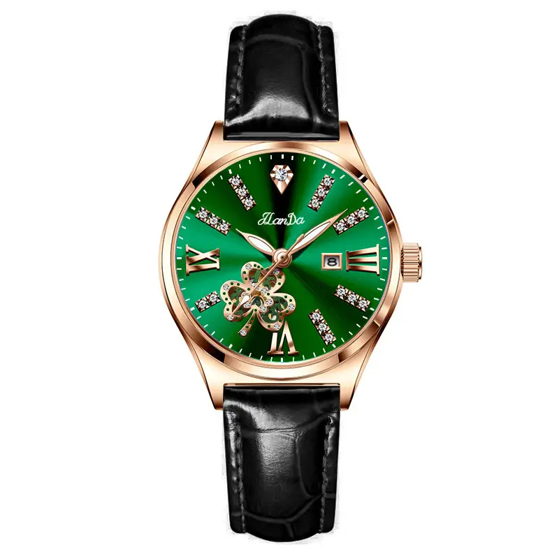 Jlanda Korean Style Women's Quartz Watch Gold Leather Band - Image 3