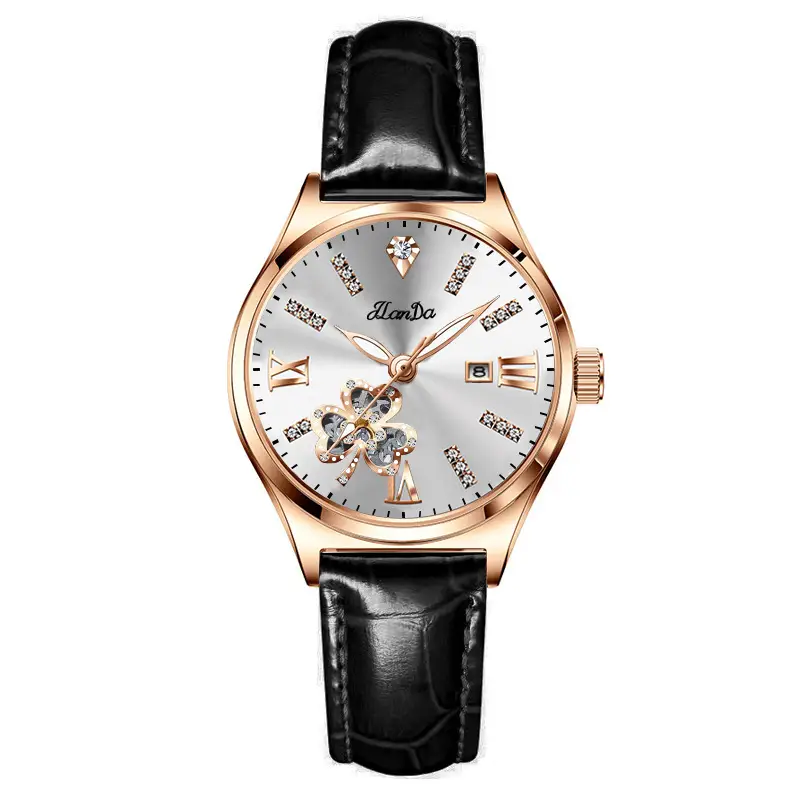 Jlanda Korean Style Women's Quartz Watch Gold Leather Band - Image 4