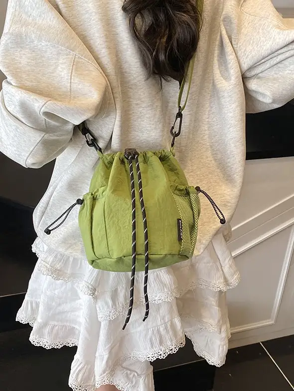 Orange Crossbody Drawstring Bag for Women 2025