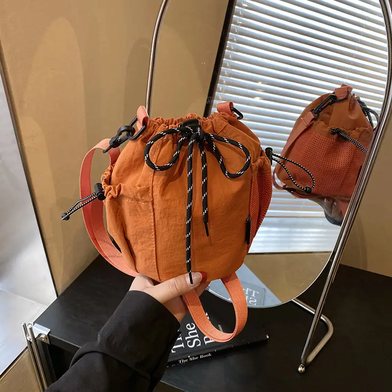 Orange Crossbody Drawstring Bag for Women 2025