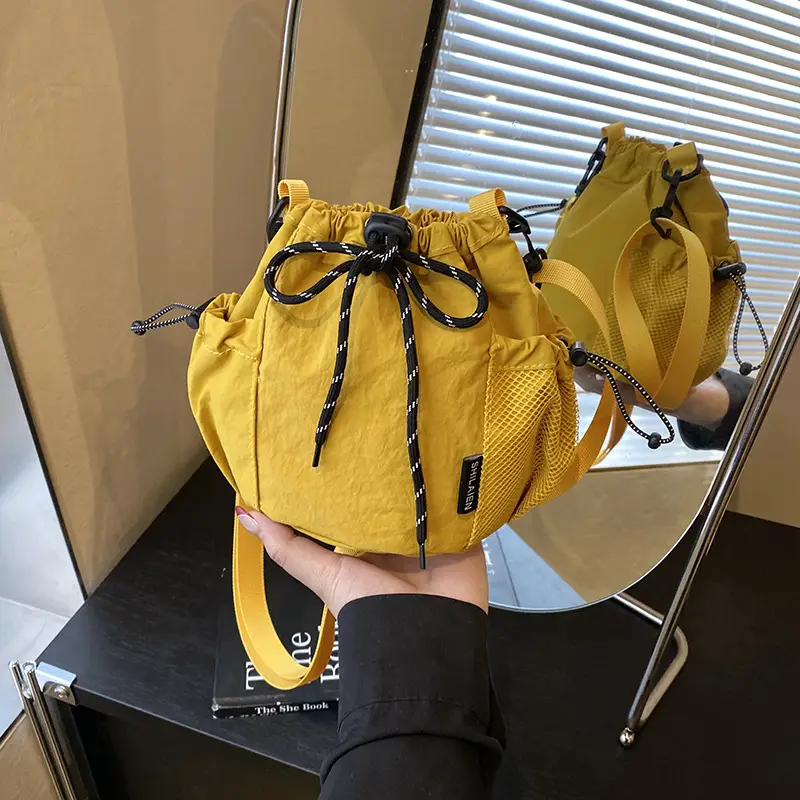 Orange Crossbody Drawstring Bag for Women 2025