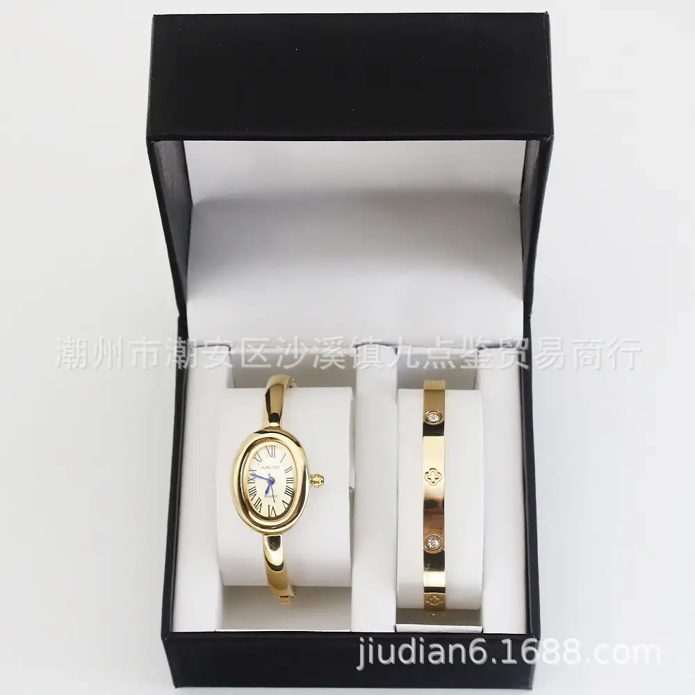 Gold Watch Set for Women Bracelet Compact Quartz Watch - Image 12