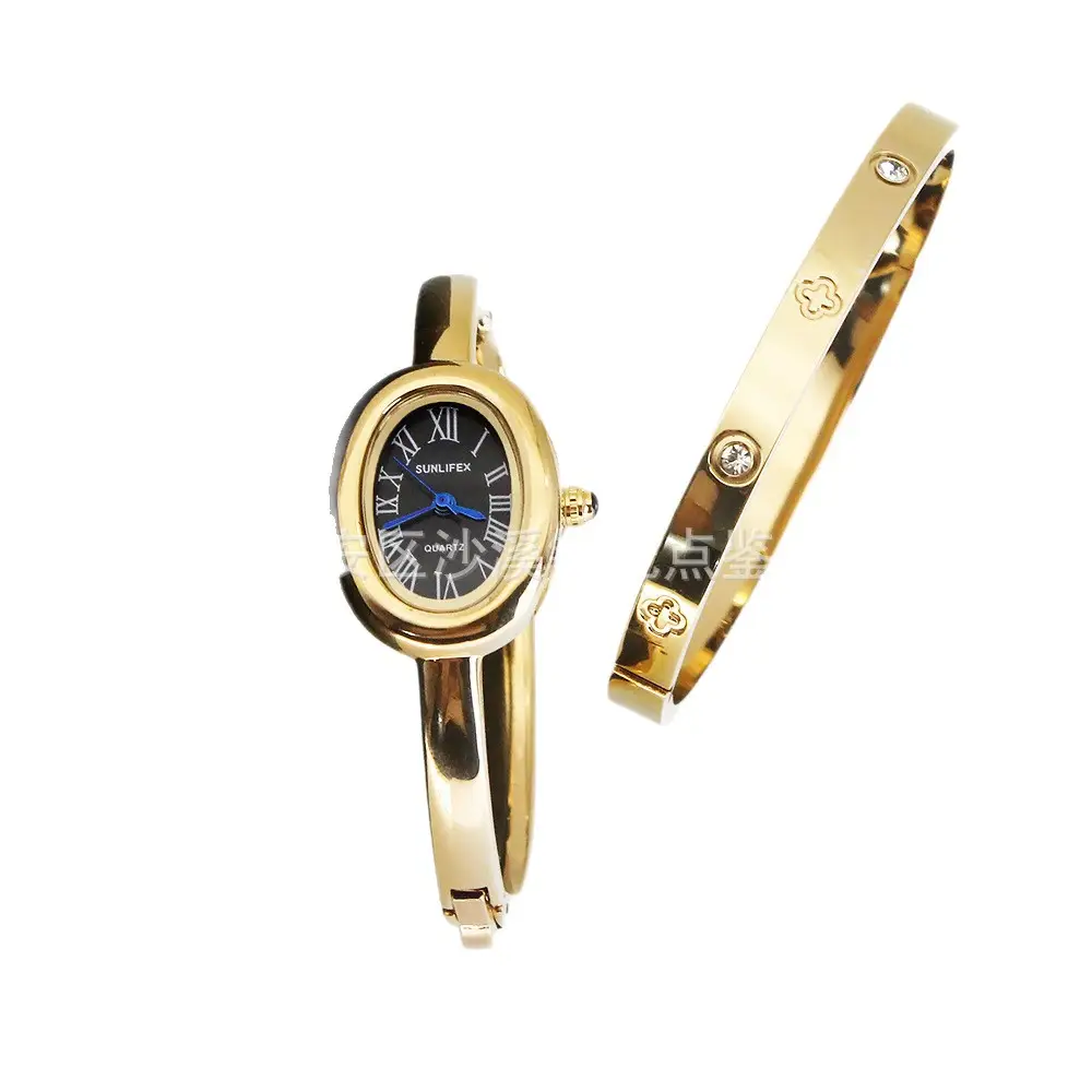 Gold Watch Set for Women Bracelet Compact Quartz Watch - Image 15