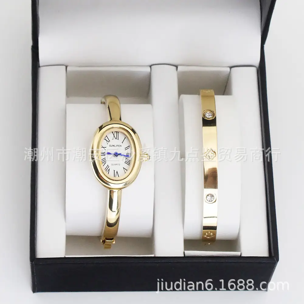 Gold Watch Set for Women Bracelet Compact Quartz Watch — feature 5