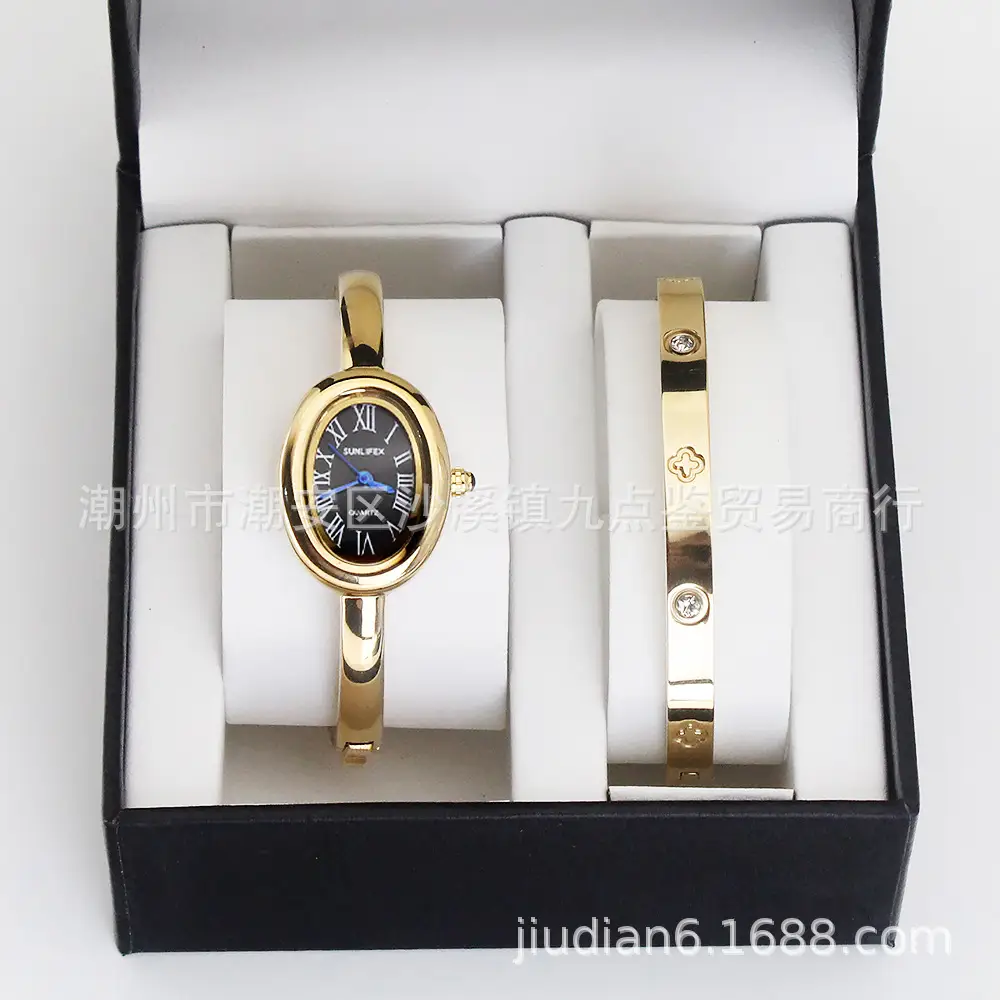 Gold Watch Set for Women Bracelet Compact Quartz Watch — feature 7