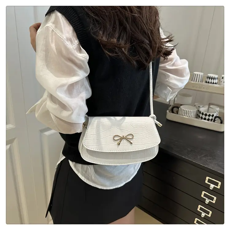 Red Bowknot Croc Texture Crossbody Bag for Women — feature 13