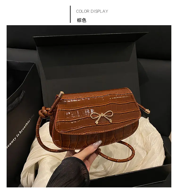 Red Bowknot Croc Texture Crossbody Bag for Women — feature 24