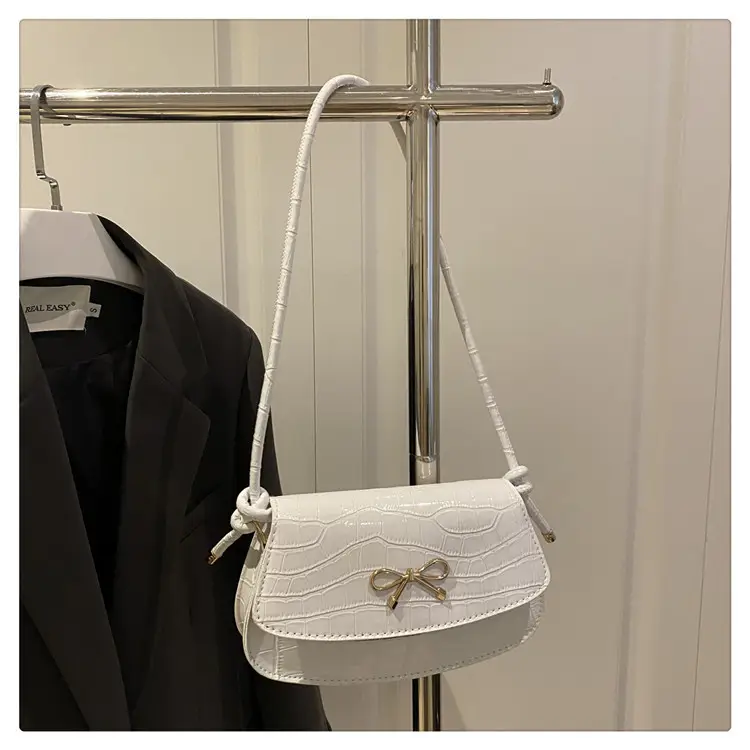 Red Bowknot Croc Texture Crossbody Bag for Women — feature 30