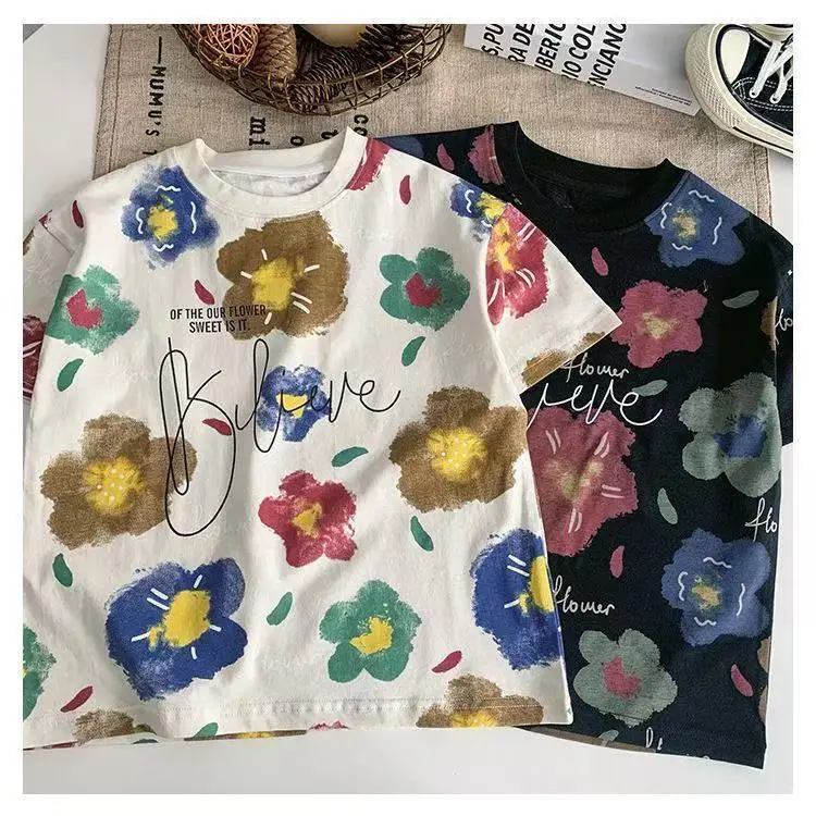 Boys Floral Short Sleeve Kids T-Shirt 2026 Summer — feature 13