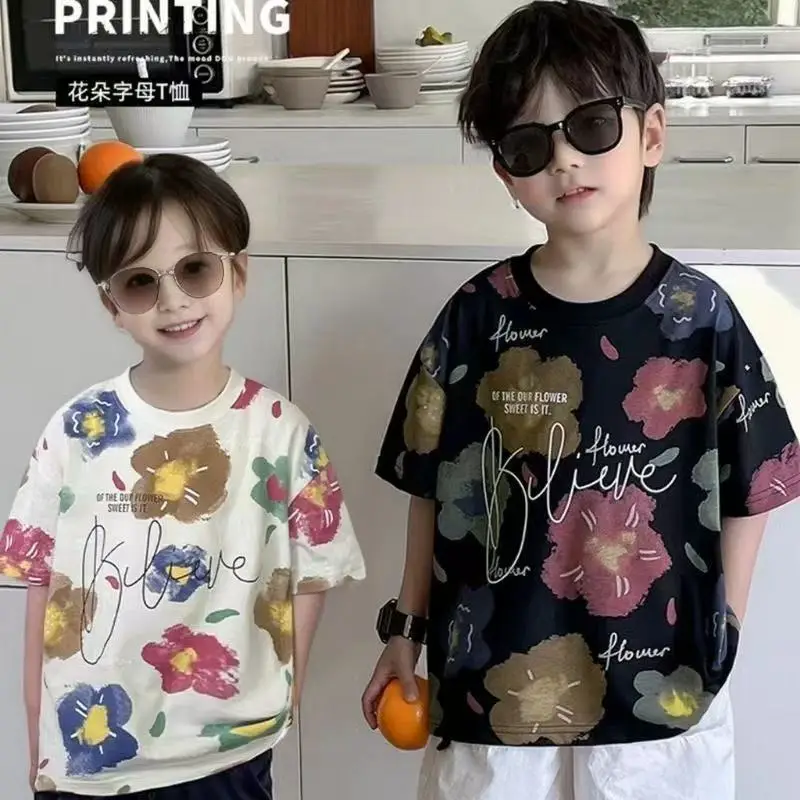 Boys Floral Short Sleeve Kids T-Shirt 2026 Summer — feature 4