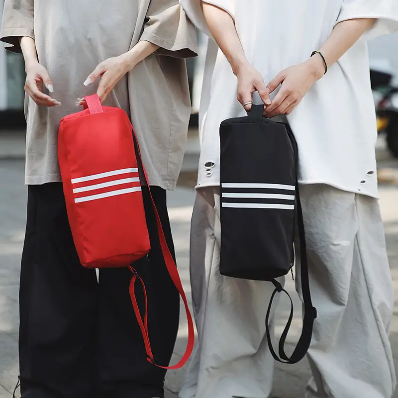 Unisex Striped Crossbody Bag Black Casual Travel