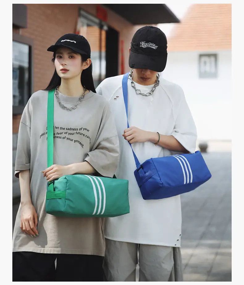 Unisex Striped Crossbody Bag Black Casual Travel — feature 11