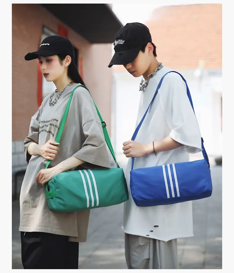 Unisex Striped Crossbody Bag Black Casual Travel — feature 13