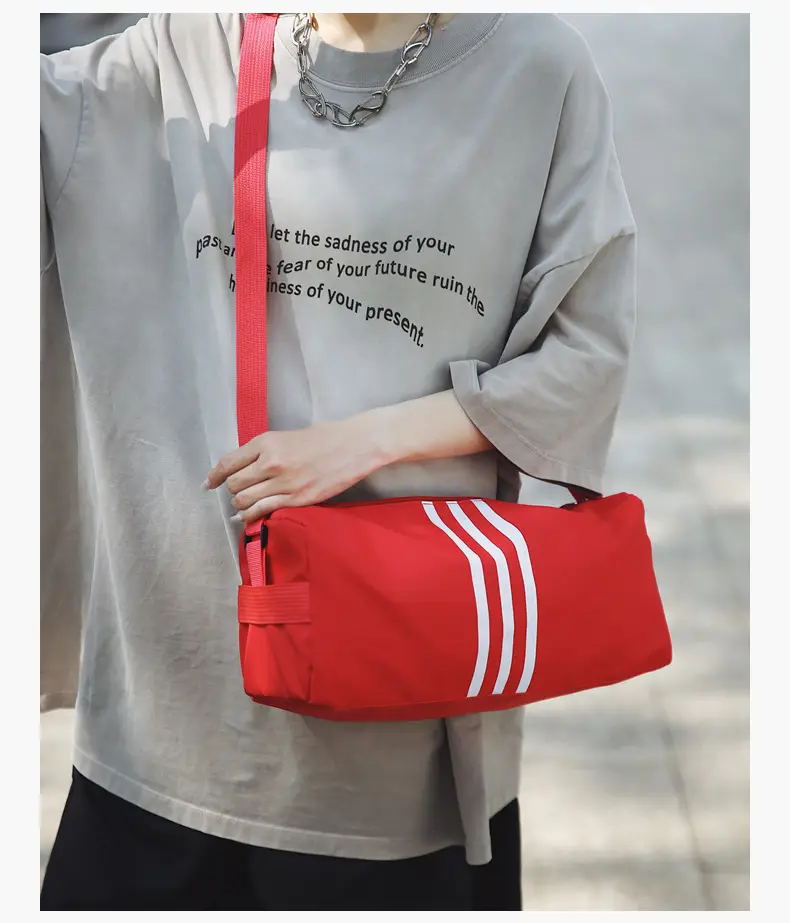Unisex Striped Crossbody Bag Black Casual Travel — feature 15
