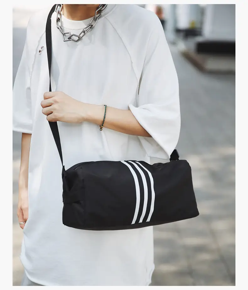 Unisex Striped Crossbody Bag Black Casual Travel — feature 18