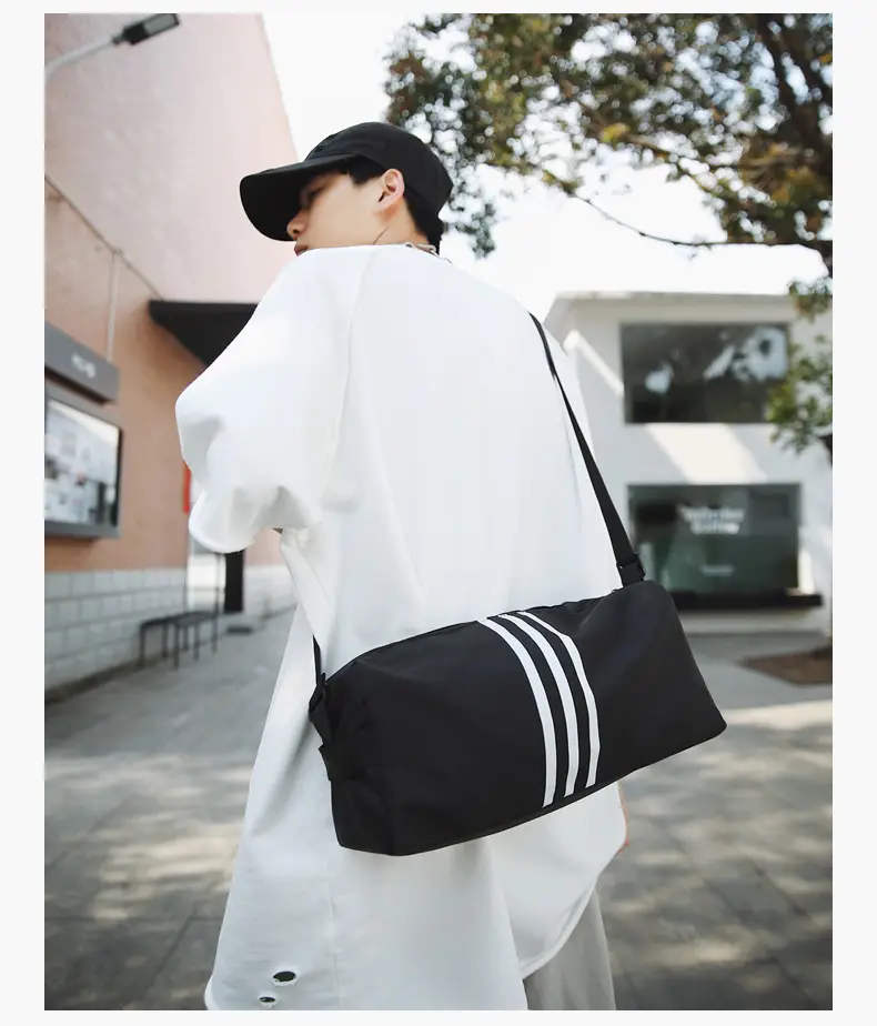Unisex Striped Crossbody Bag Black Casual Travel — feature 21