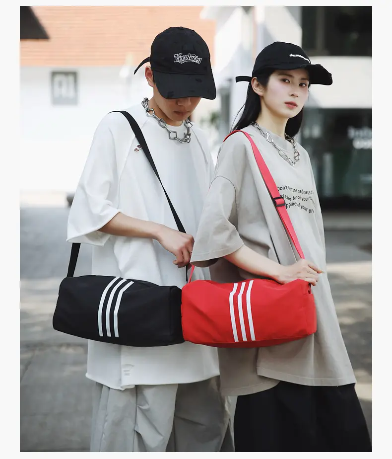 Unisex Striped Crossbody Bag Black Casual Travel — feature 26