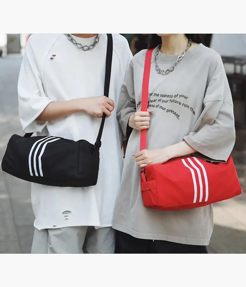 Unisex Striped Crossbody Bag Black Casual Travel — feature 28