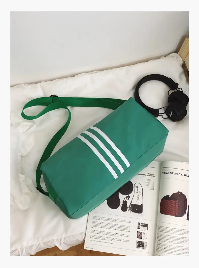 Unisex Striped Crossbody Bag Black Casual Travel — feature 31