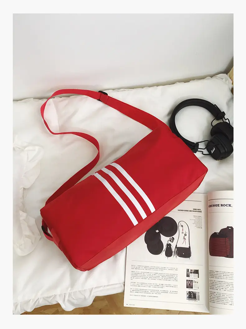 Unisex Striped Crossbody Bag Black Casual Travel — feature 32
