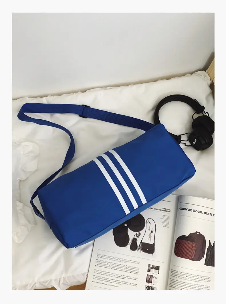 Unisex Striped Crossbody Bag Black Casual Travel — feature 33
