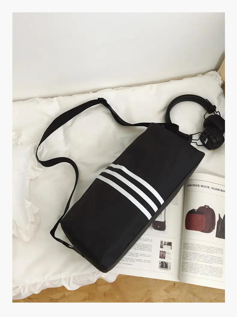 Unisex Striped Crossbody Bag Black Casual Travel — feature 34