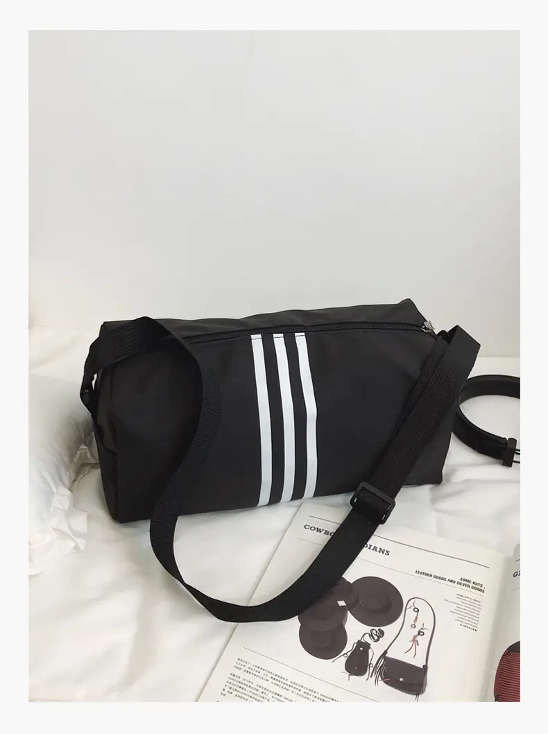 Unisex Striped Crossbody Bag Black Casual Travel — feature 37